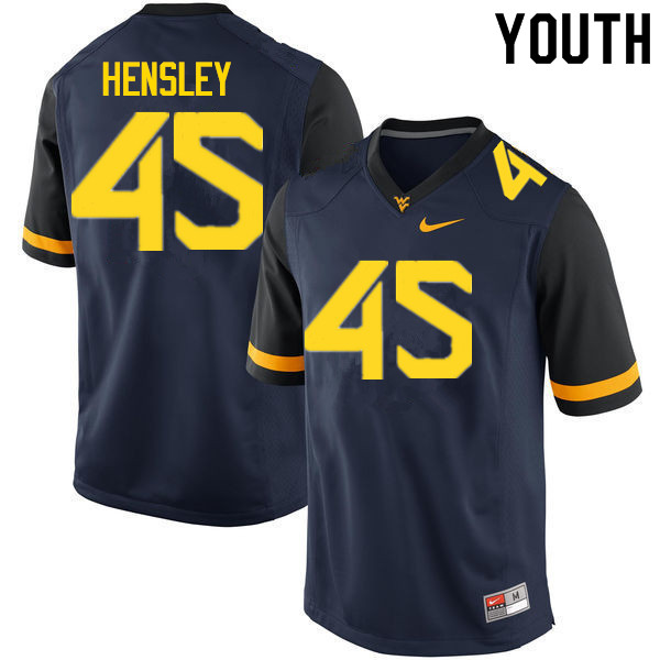 NCAA Youth Adam Hensley West Virginia Mountaineers Navy #45 Nike Stitched Football College Authentic Jersey SP23S06OM